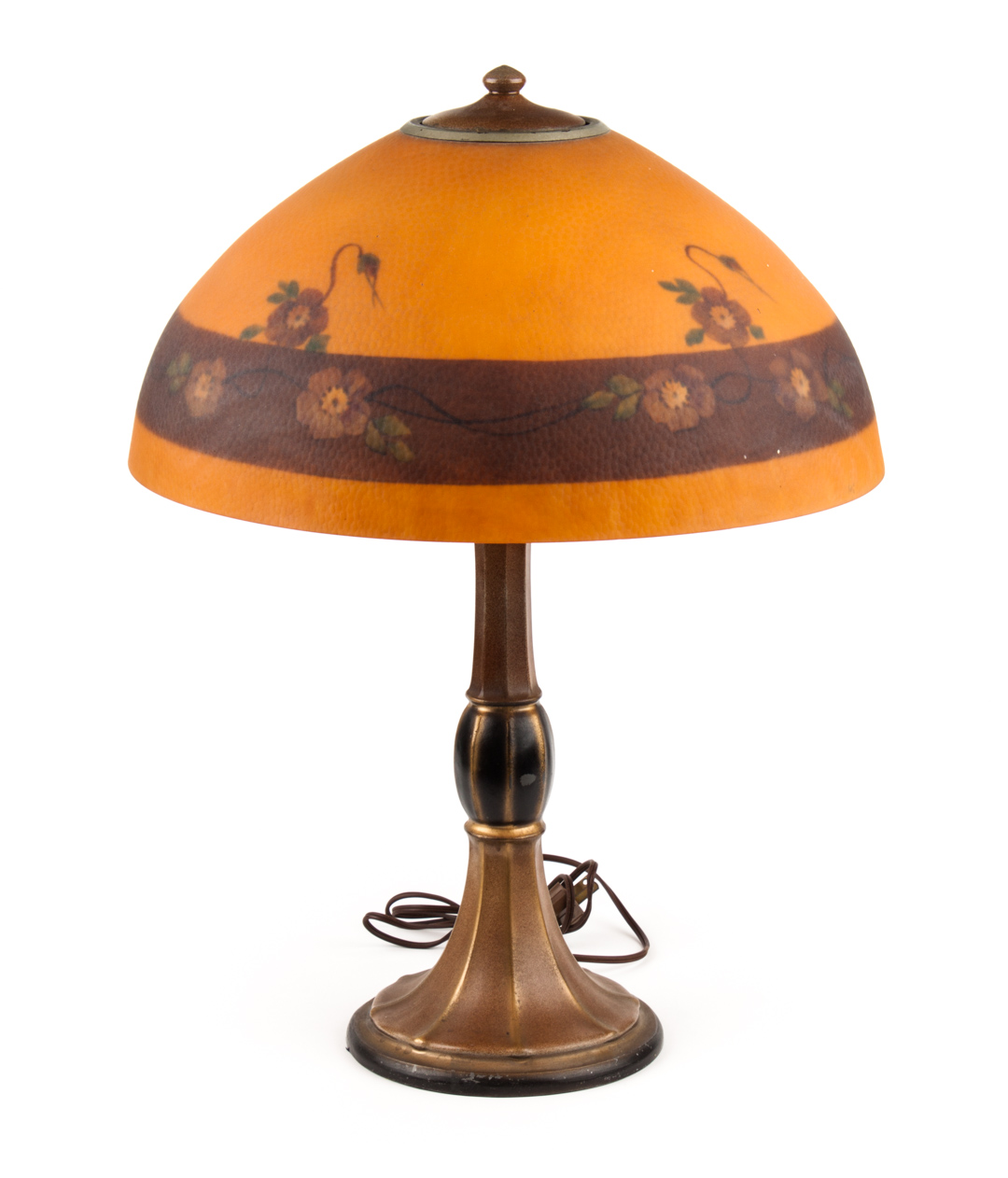 Appraisal: Jefferson table lamp w reverse painted glass shade early th