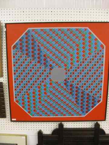 Appraisal: Lawrence Chvotzkin Acrylic on Canvas abstract geometric red blue design