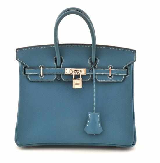 Appraisal: A BLUE JEAN BIRKIN HANDBAG BY HERMES The cm handbag