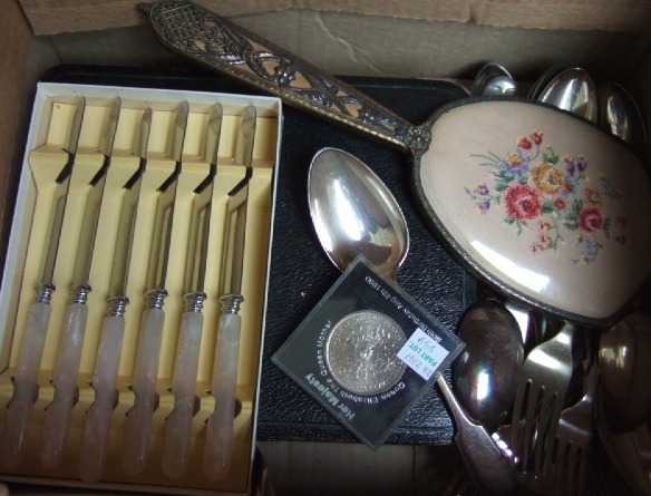 Appraisal: Mostly plated wares comprising six pairs of fish knives and