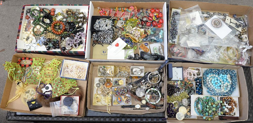 Appraisal: Six Tray Lots of Costume Jewelry to include sterling beaded