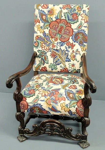 Appraisal: Jacobean style Continental mahogany open armchair h x w x