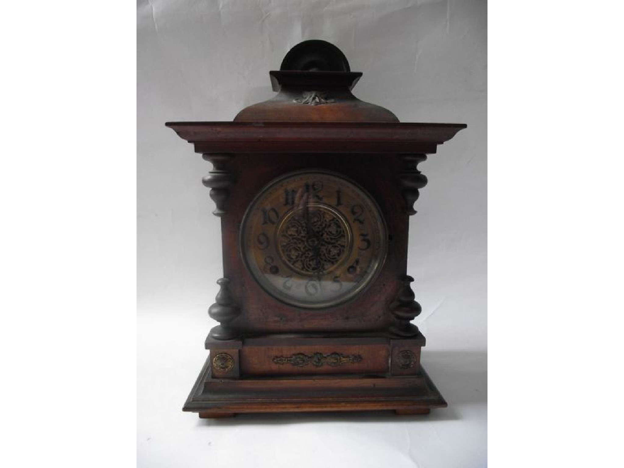 Appraisal: A late th century German walnut mantle clock with eight