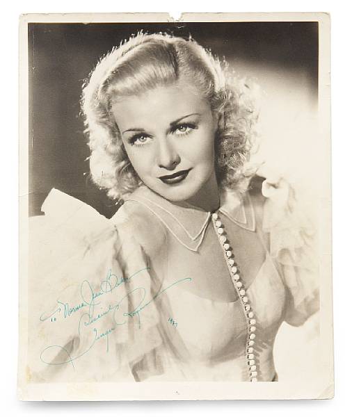 Appraisal: A Ginger Rogers signed sepia photograph to Norma Jean Baker