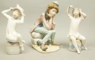 Appraisal: pc LLADRO Spain Porcelain Figures Seated Clown with Squeeze box