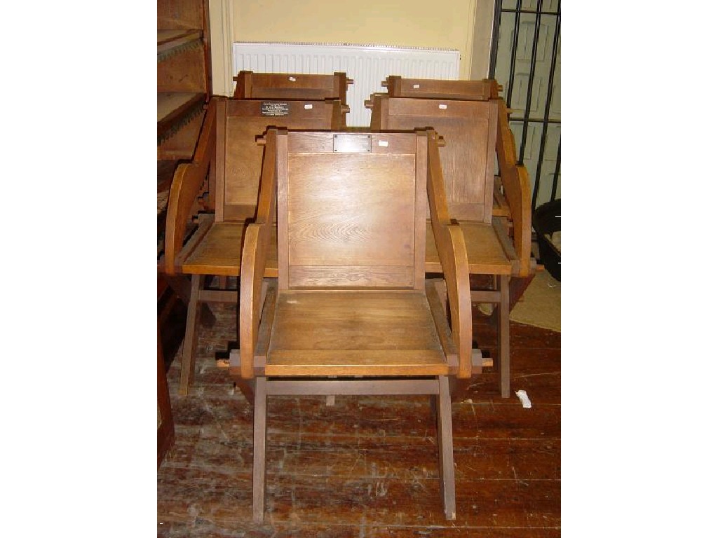 Appraisal: Five oak Glastonbury chairs of usual form with shaped arms