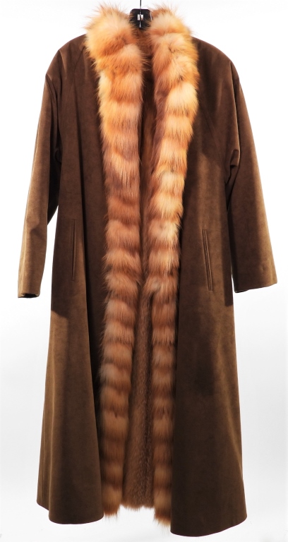 Appraisal: BROWN SUEDE FUR WINTER COAT Brown suede jacket fully lined