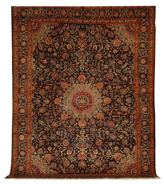 Appraisal: ORIENTAL RUG ISPHAHAN ' x ' Round central medallion and