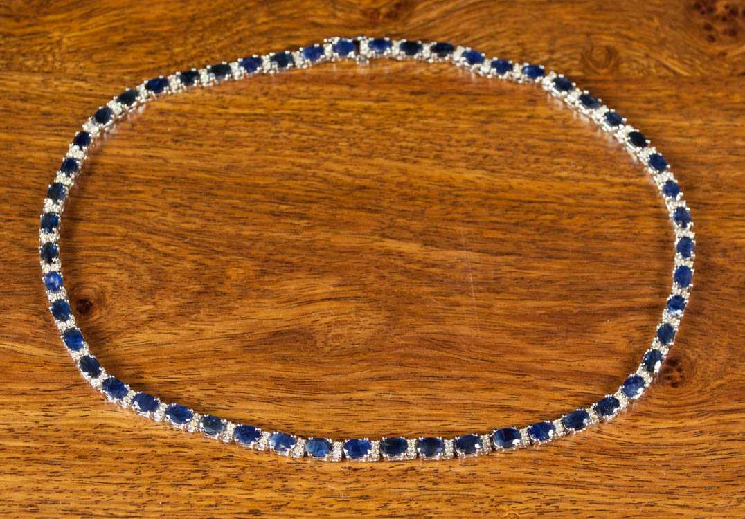 Appraisal: SAPPHIRE DIAMOND AND WHITE GOLD NECKLACE The k white gold