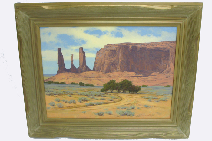 Appraisal: ROBERT L KNUDSON OIL ON MASONITE Arizona born The Three