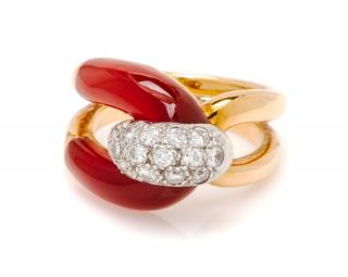 Appraisal: An Karat Bicolor Gold Carnelian and Diamond Ring dwts An