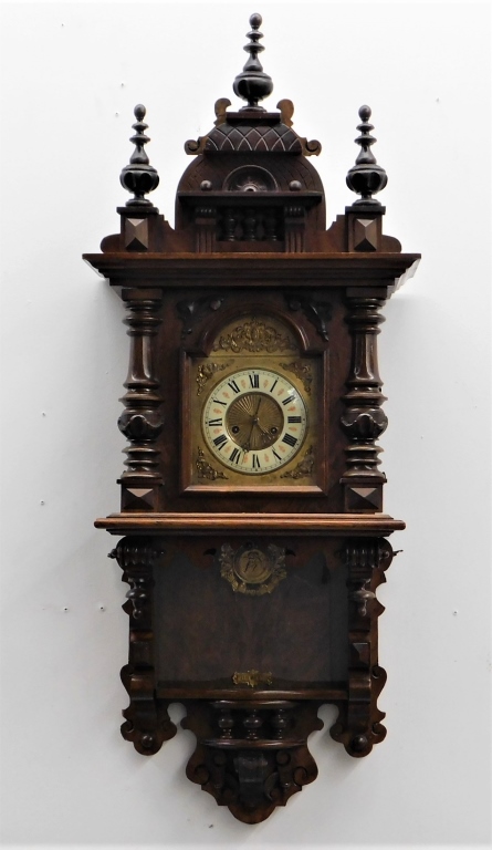 Appraisal: AUSTRIAN GUSTAV BECKER WALNUT ARCHITECTURAL CLOCK Austria Late th CenturyWhite