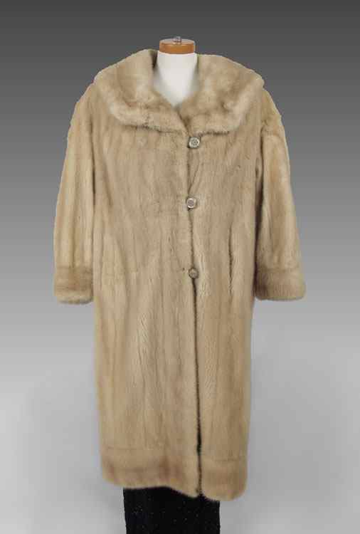 Appraisal: FULL LENGTH MINK COAT With generous collar long sleeves and