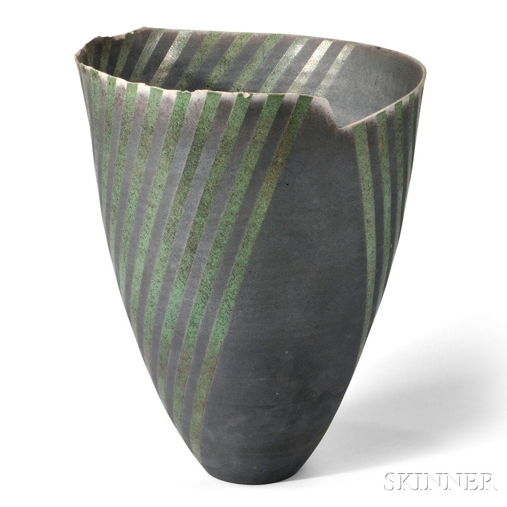 Appraisal: David Roberts b Raku Pottery Vase Glazed stoneware United Kingdom