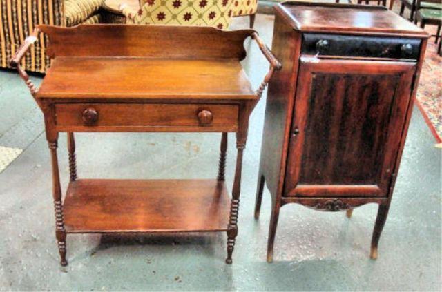 Appraisal: Victorian Drawer Wash Stand along with a Drawer Door Cabinet