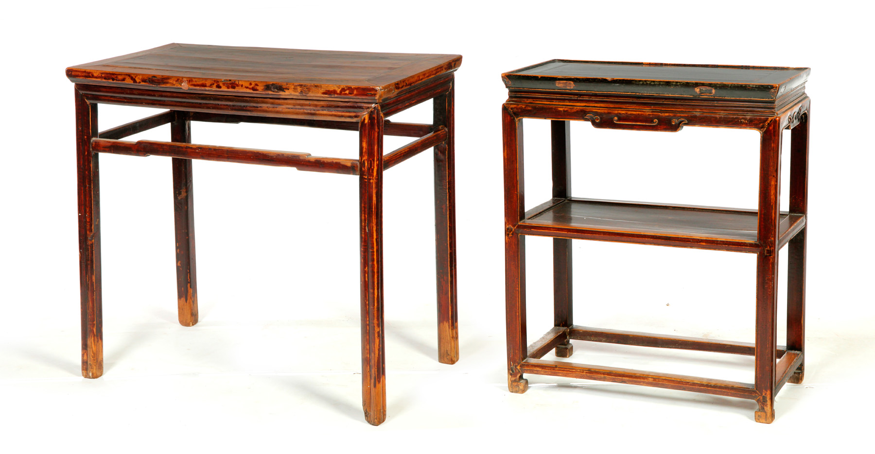 Appraisal: TWO CHINESE TABLES Late th-early th century elm Mortised construction