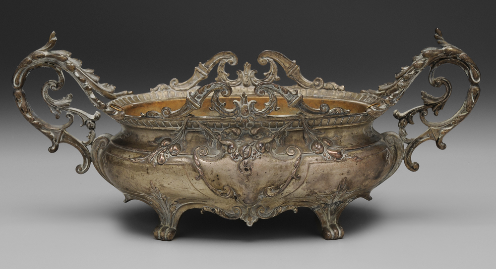 Appraisal: French Style Silver-Plated Jardini re Continental th century fruit floral