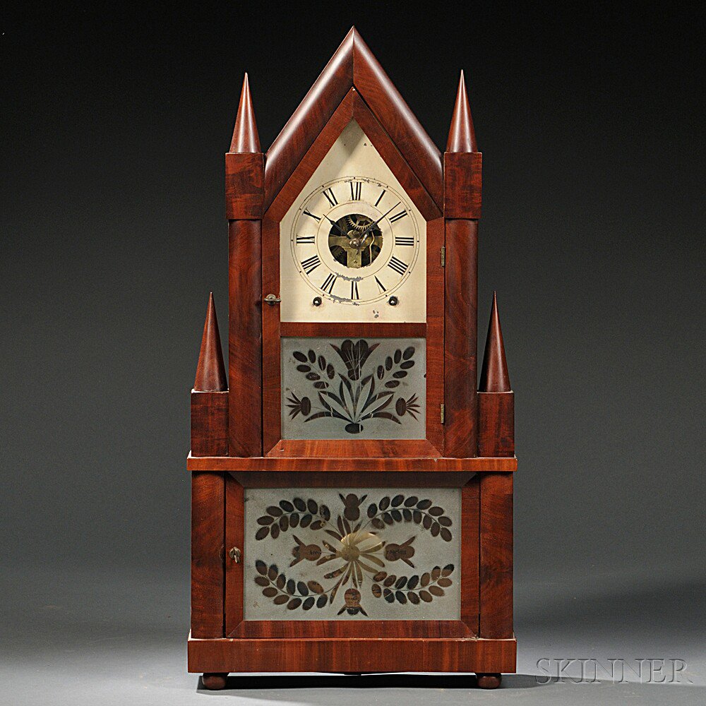 Appraisal: Birge Fuller Mahogany Double Steeple Wagon Spring Clock Bristol Connecticut