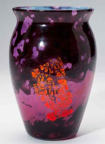 Appraisal: Daum Nancy ''Verre de Jade'' Vaseartistically mottled purple and cranberry