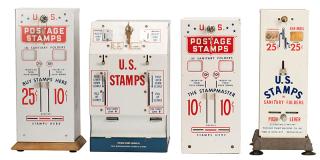 Appraisal: Four U S Postage Stamp Machines American ca s Metal