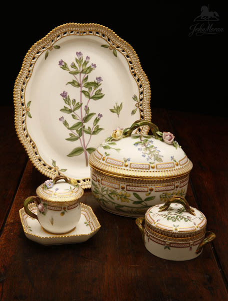 Appraisal: Four Royal Copenhagen Flora Danica table articles Four Royal Copenhagen