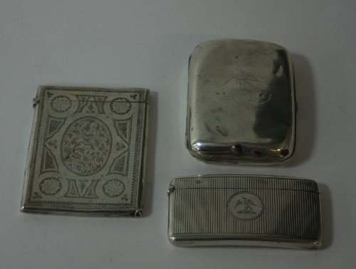 Appraisal: A Victorian silver card case H T Birmingham with engraved