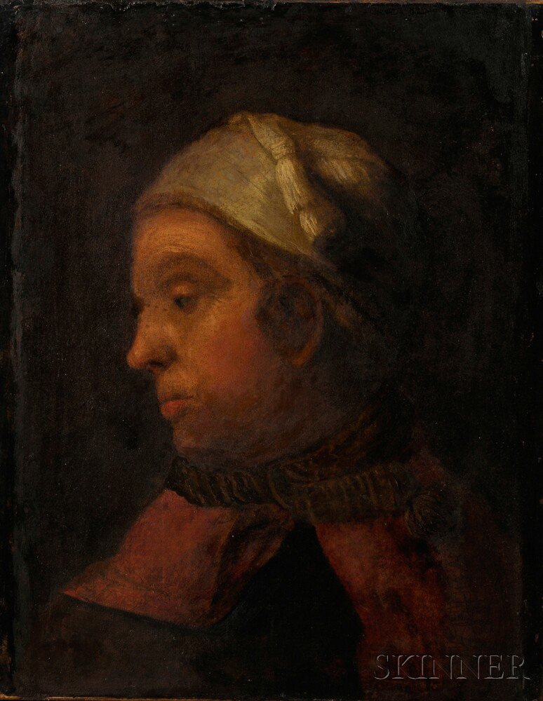 Appraisal: French School th Century Man in a Cap Unsigned Oil