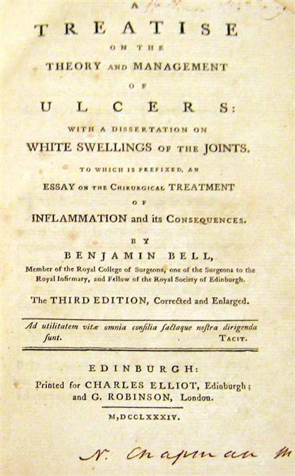 Appraisal: vols Medicine Bell Benjamin A Treatise on The Theory and