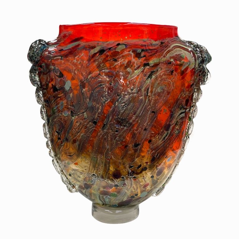 Appraisal: Large Murano Urn Glass Italian design polychrome Good condition no