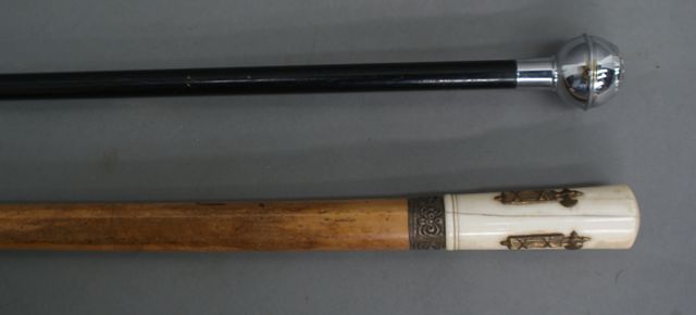 Appraisal: An Italian WW Officer's swagger stick with ivory mounts fitted