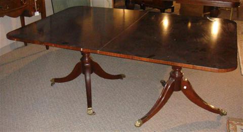 Appraisal: REGENCY STYLE MAHOGANY TWO PEDESTAL DINING TABLE h w d