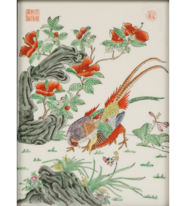 Appraisal: Hand painted Chinese porcelain plaque early th century possibly Qing