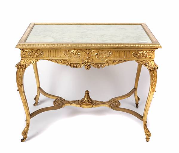 Appraisal: A Louis XV style giltwood center table height in width