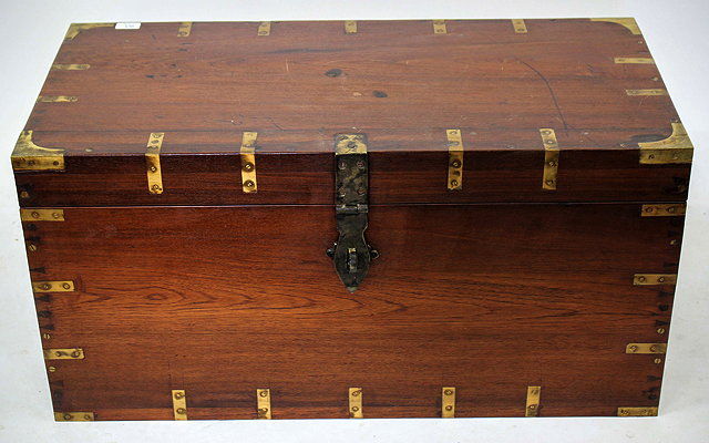 Appraisal: A TEAK BRASS BOUND CHEST cm wide