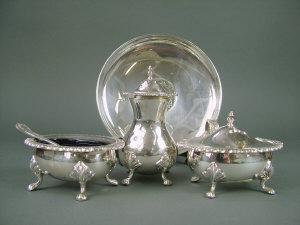 Appraisal: A set of three silver condiments Birmingham consisting of pepper