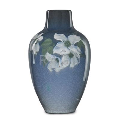 Appraisal: SALLIE COYNE - ROOKWOOD Iris Glaze vase with dogwood blossoms