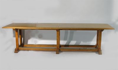 Appraisal: A large oak library table designed by Edward Lutyens architectural