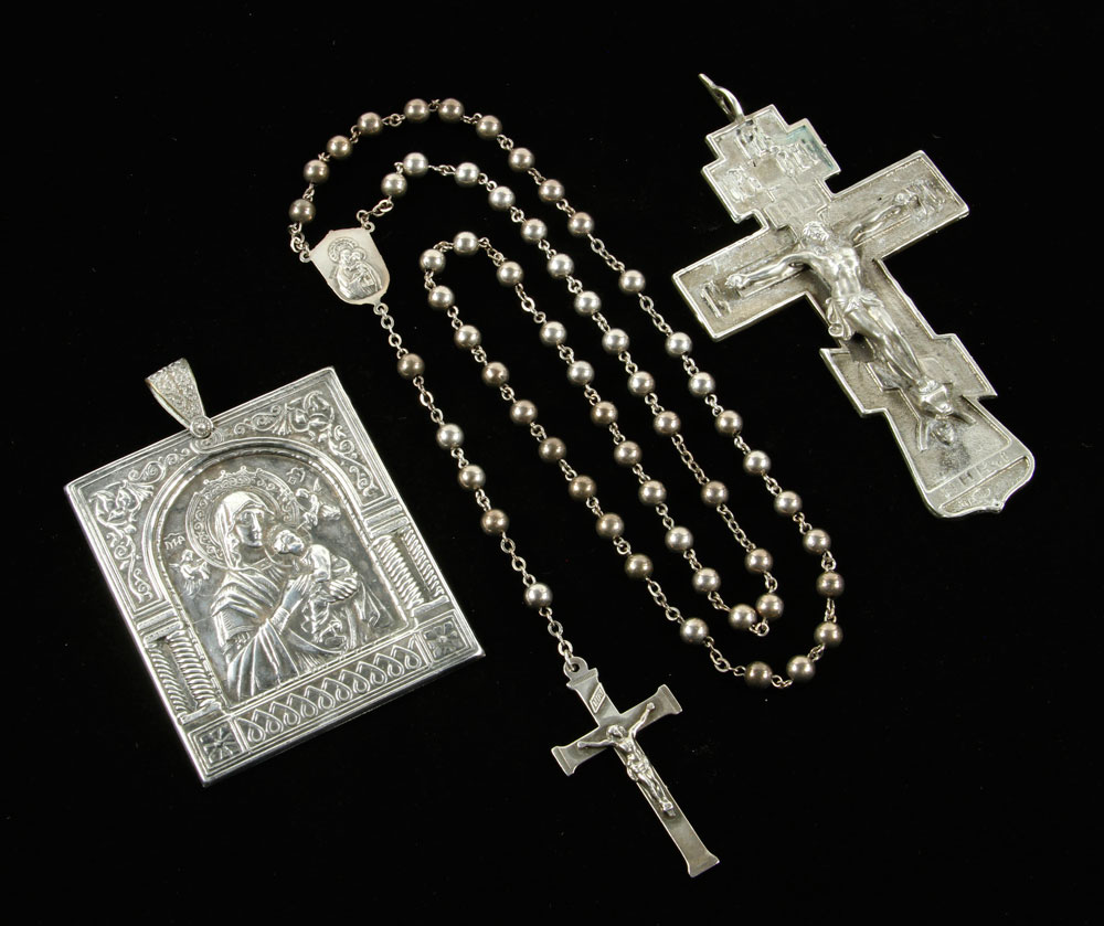 Appraisal: - Silver Religious Items Lot of three silver religious items