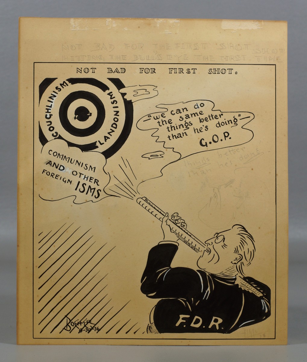 Appraisal: FDR Political Cartoon Sketch signed Boehmer and dated - -