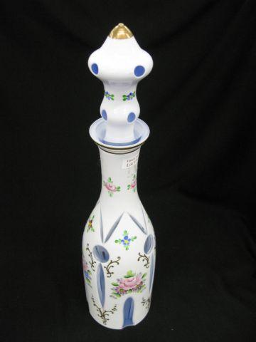 Appraisal: Bohemian Art Glass Decanter handpainted on white cut back to