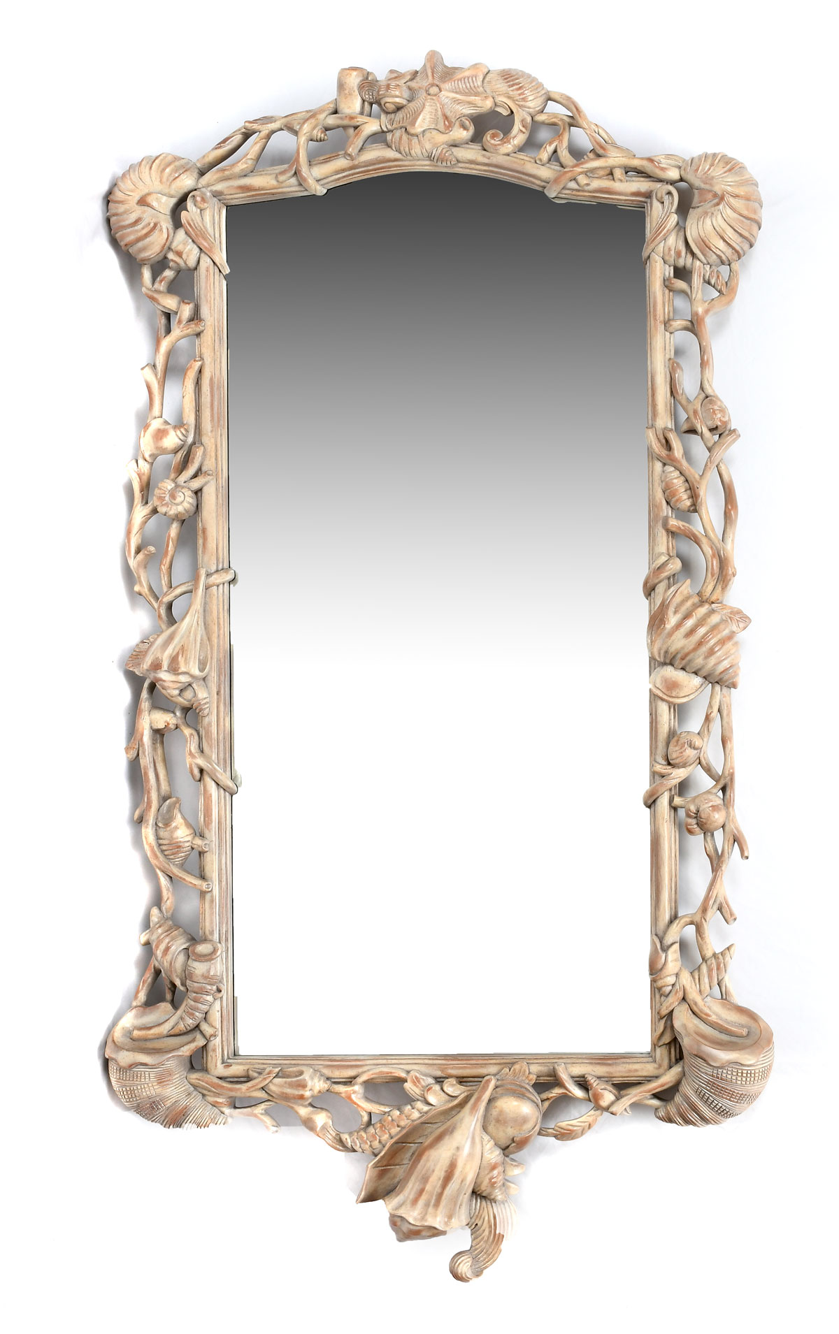 Appraisal: LARGE MAITLAND SMITH MIRROR Maitland Smith driftwood and seashell designed