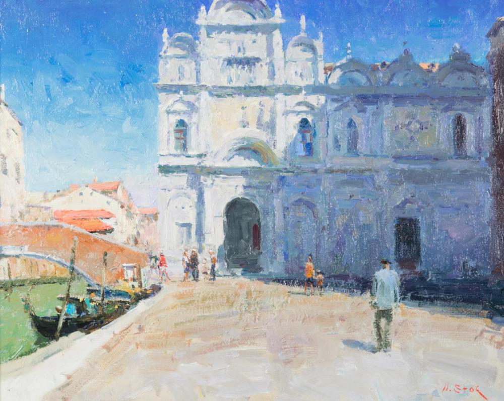 Appraisal: NICK STOQ United States st century oil on canvas Venice