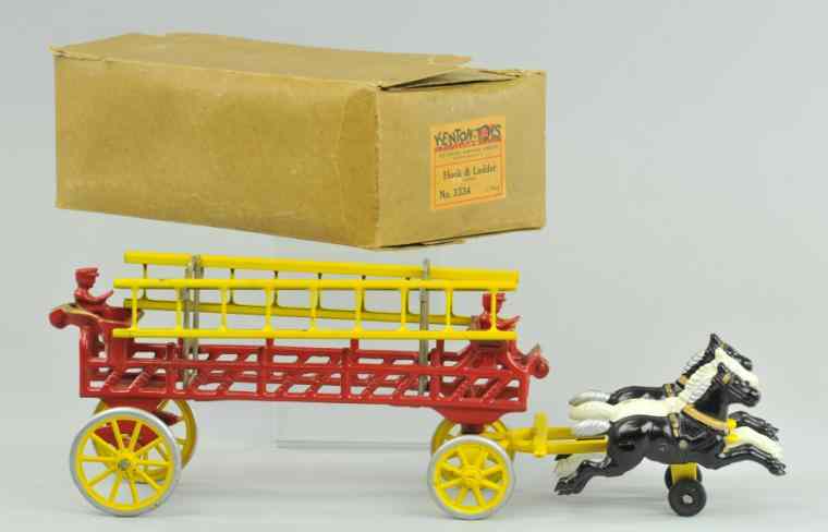 Appraisal: KENTON BOXED HOOK LADDER WAGON Cast iron appears in unplayed