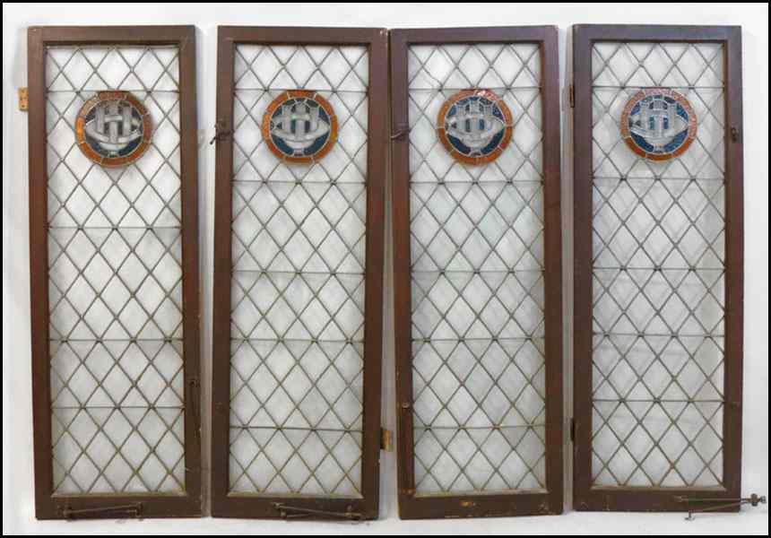 Appraisal: SET OF FOUR LEADED GLASS WINDOWS Previously located at University