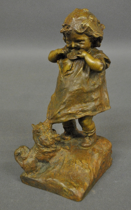 Appraisal: - Clara Juan Spain - bronze sculpture of a girl