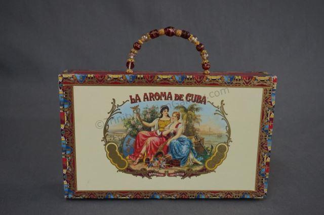 Appraisal: Hand Made Cuban Cigar Box Handbag Purse Well conceived repurposing