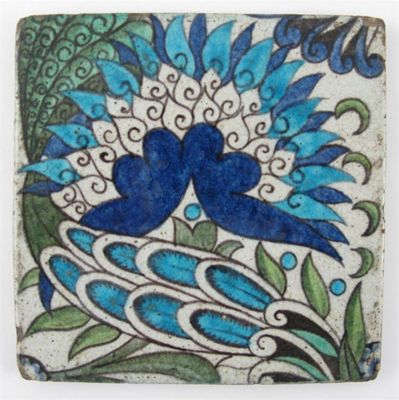 Appraisal: A William De Morgan Merton Abbey Persian tile painted with