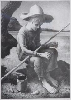 Appraisal: Thomas Hart Benton American - The Little Fisherman Lithograph Signed