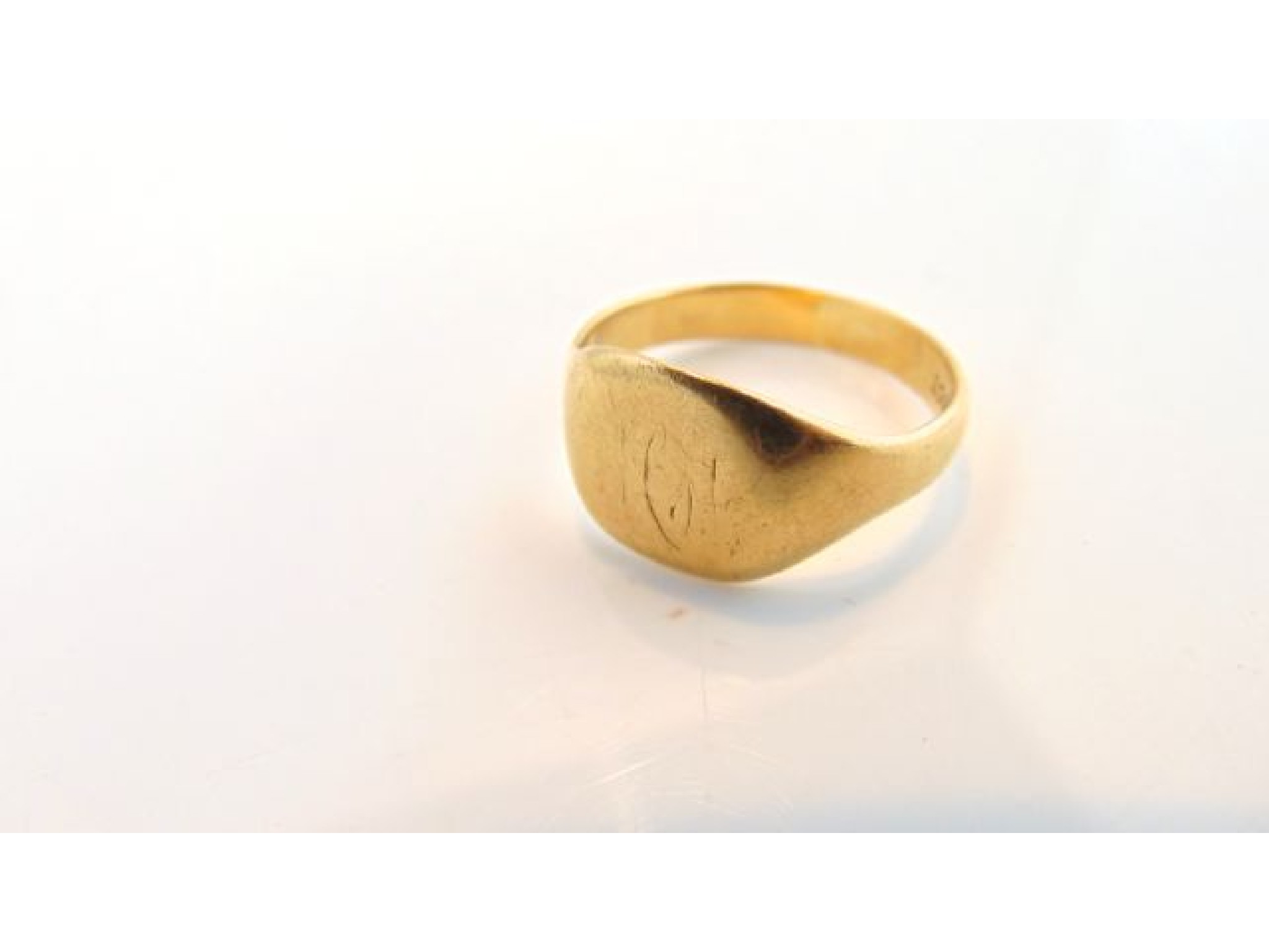 Appraisal: An ct gold signet ring monogram worn size R g