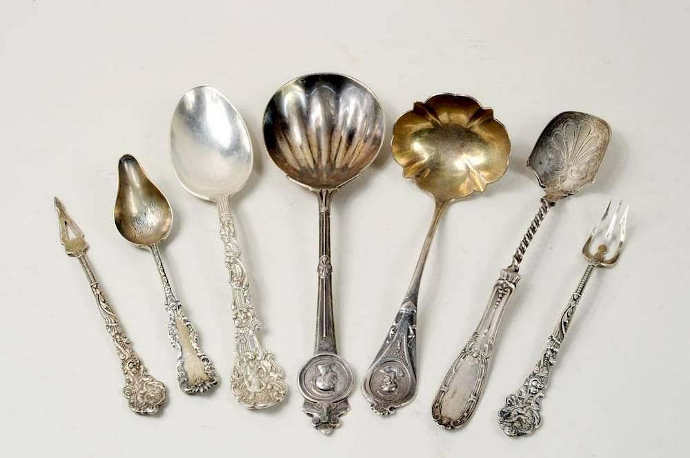 Appraisal: Seven Sterling Silver Utensils Seven sterling silver utensils circa including